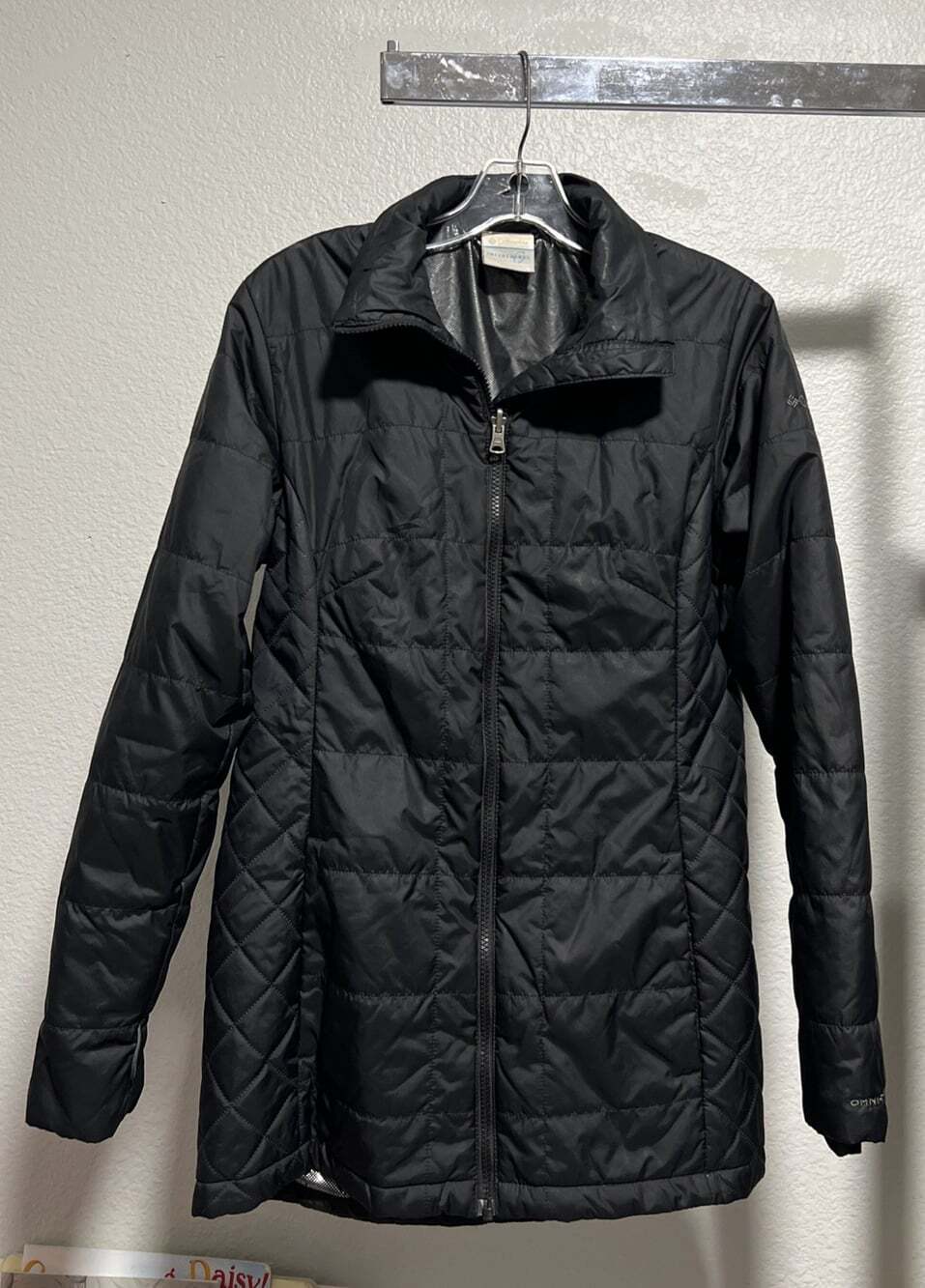 Columbia Womens Omni-Heat Black Interchange Full-Zip Puffer Jacket Size Medium